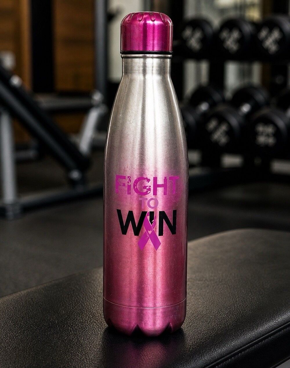 Pink Ribbon Stainless Steel Water Bottle 25oz Pink Breast Cancer Awareness Fight
